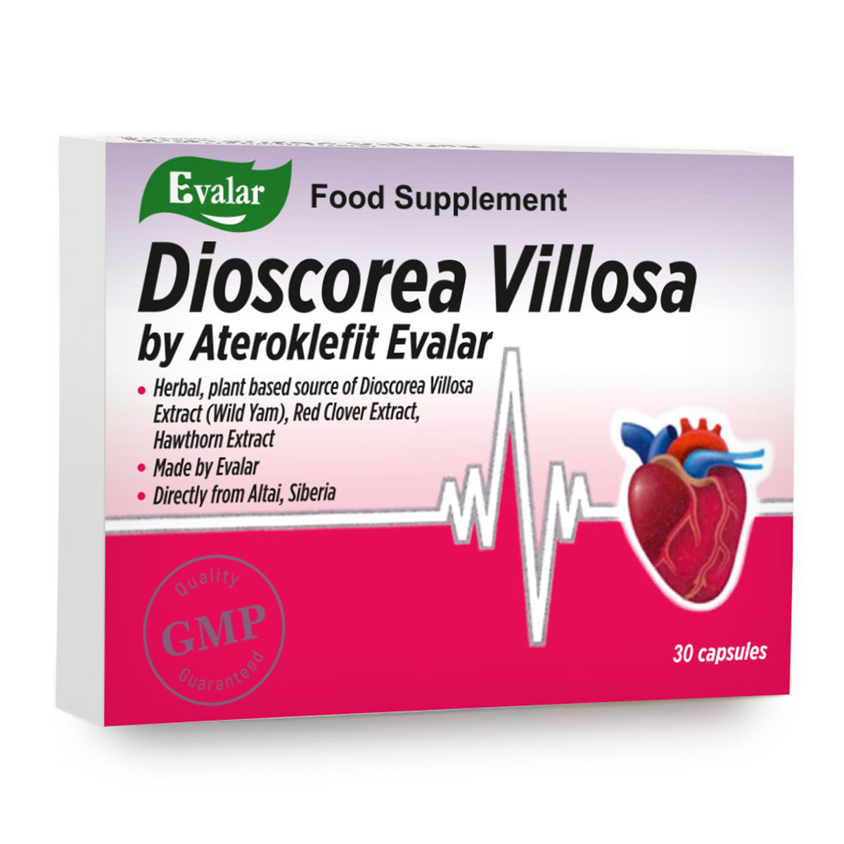 Dioscorea Villosa Wild Yam Red Clover by Evalar Ateroklefit Herb 30 Caps