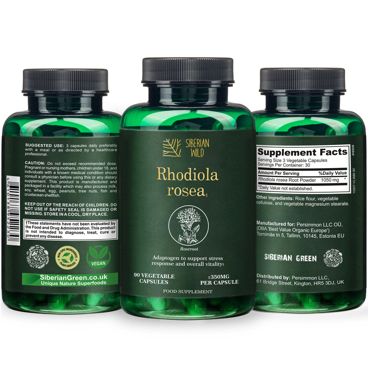 Siberian Wild Rhodiola Rosea Capsules – 350 mg – 90 Vegan Capsules