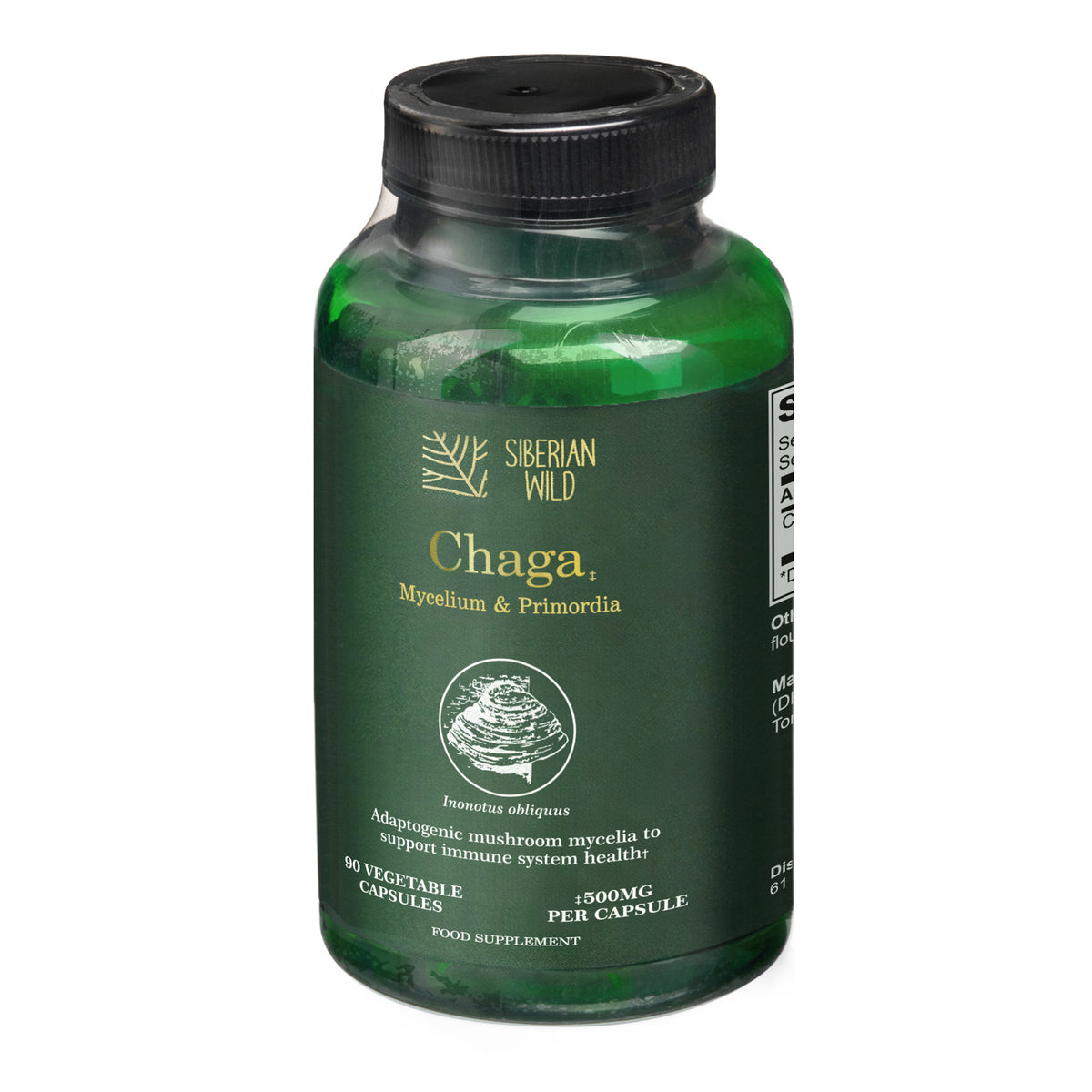 Siberian Wild White Chaga Mushroom Capsules 1500mg Immune Support Energy Antioxidant Vegan Supplement UK
