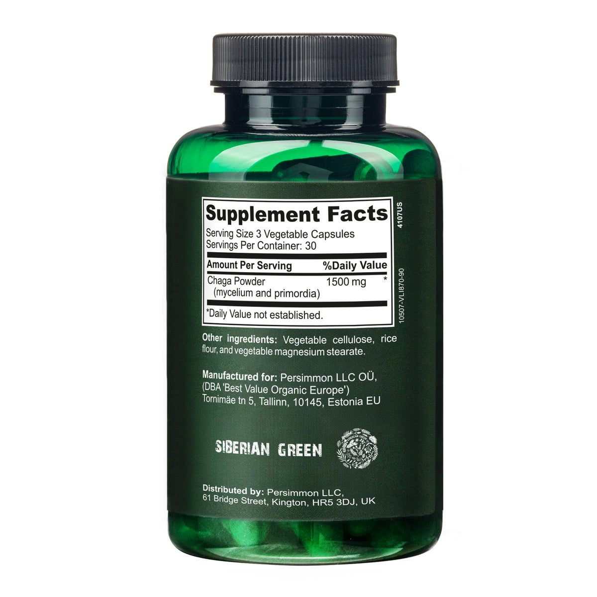 Siberian Wild White Chaga Mushroom Capsules 1500mg Immune Support Energy Antioxidant Vegan Supplement UK