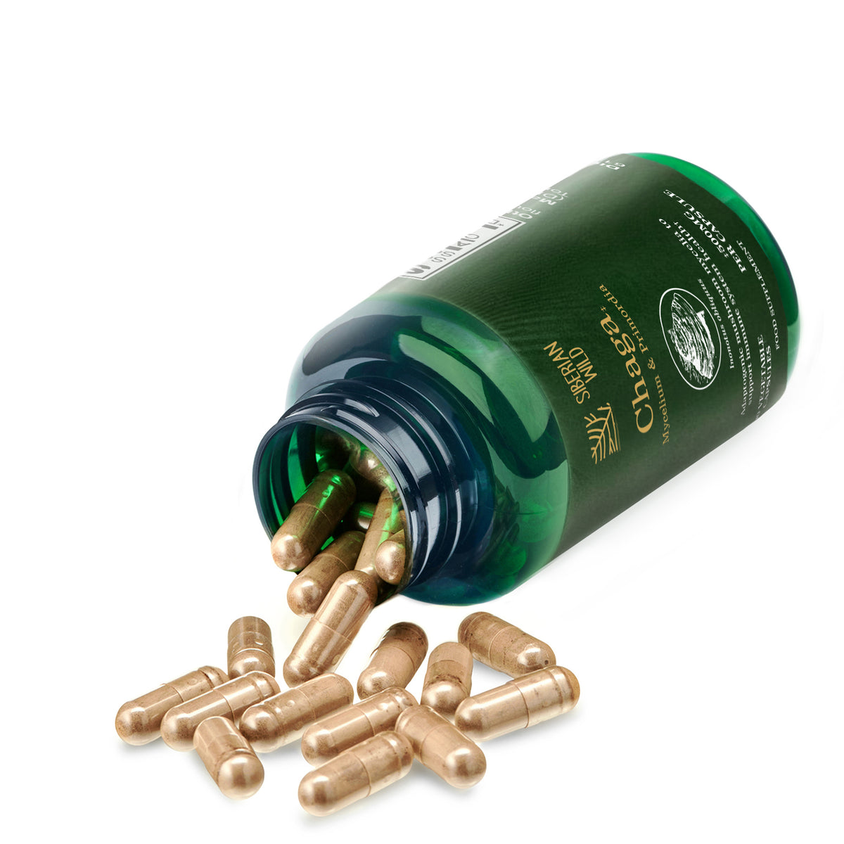 Siberian Wild White Chaga Mushroom Capsules 1500mg Immune Support Energy Antioxidant Vegan Supplement UK