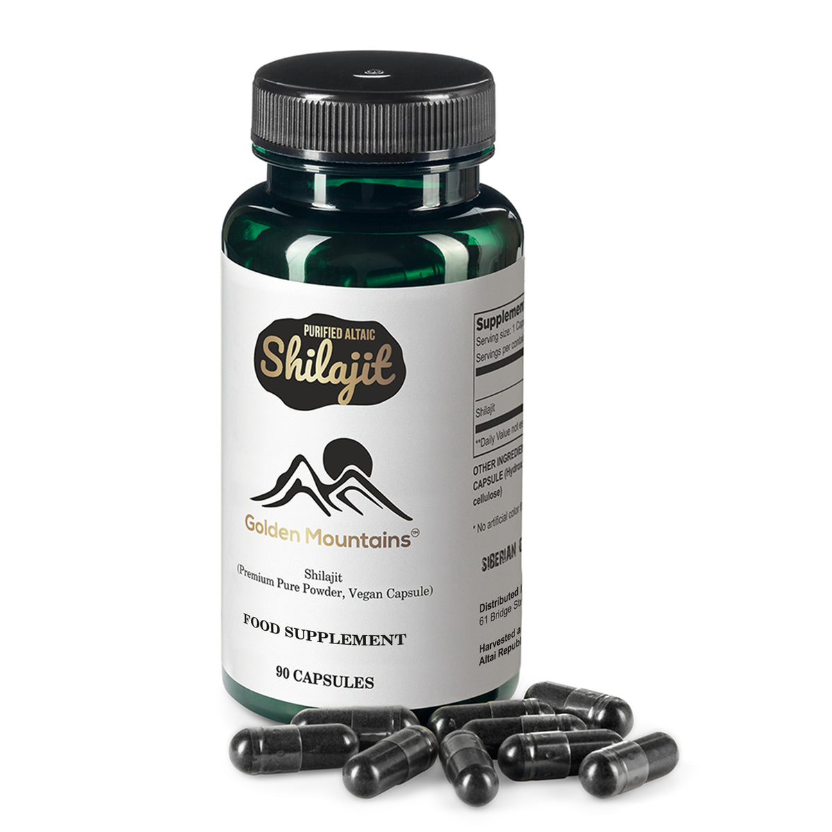 Golden Mountains Shilajit Vegan Capsules – 500mg | 90 Count
