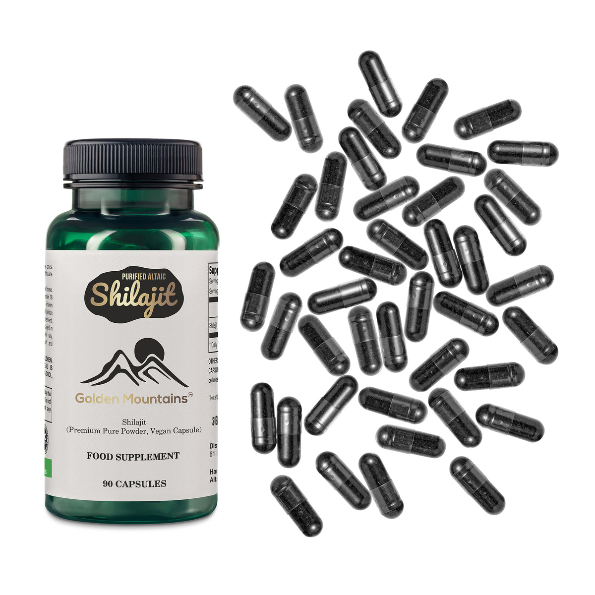 Golden Mountains Shilajit Vegan Capsules – 500mg | 90 Count