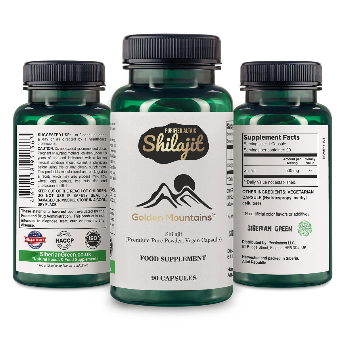 Golden Mountains Shilajit Vegan Capsules – 500mg | 90 Count