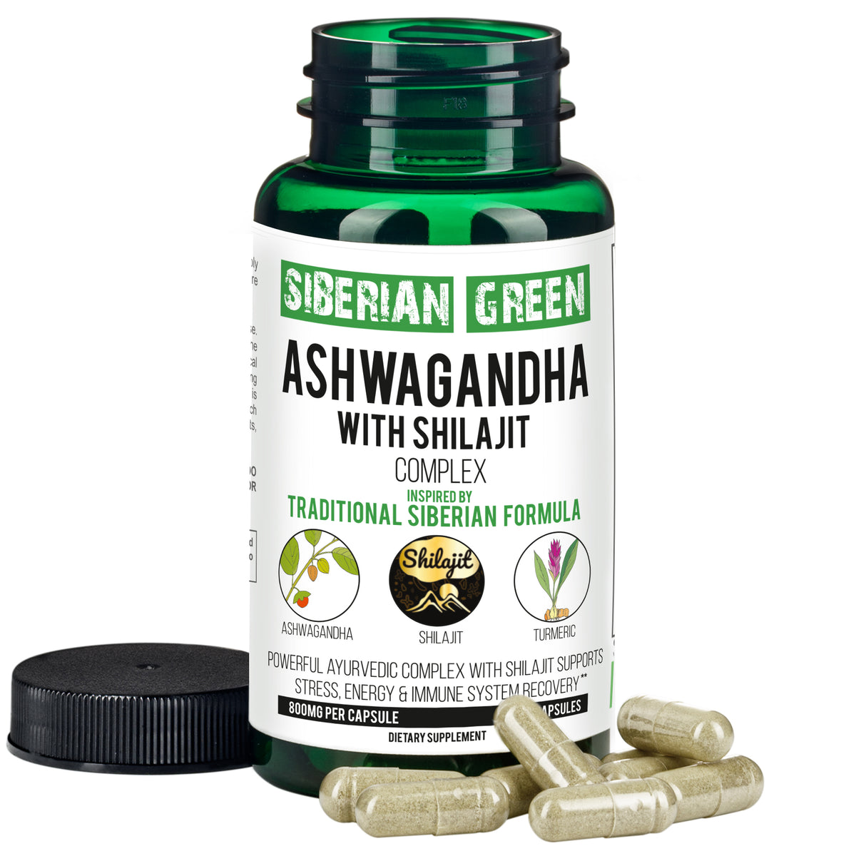 Ashwagandha & Shilajit Capsules with Turmeric - Ayurvedic Complex (60 Caps)