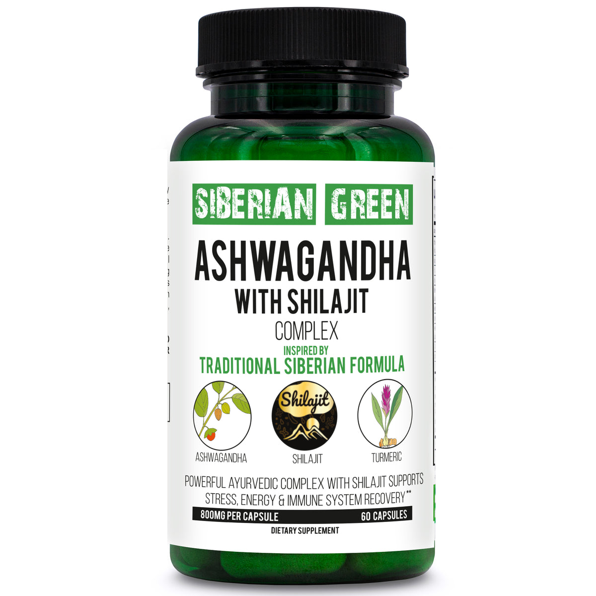 Ashwagandha & Shilajit Capsules with Turmeric - Ayurvedic Complex (60 Caps)