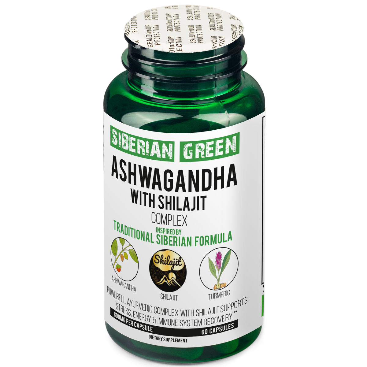Ashwagandha & Shilajit Capsules with Turmeric - Ayurvedic Complex (60 Caps)