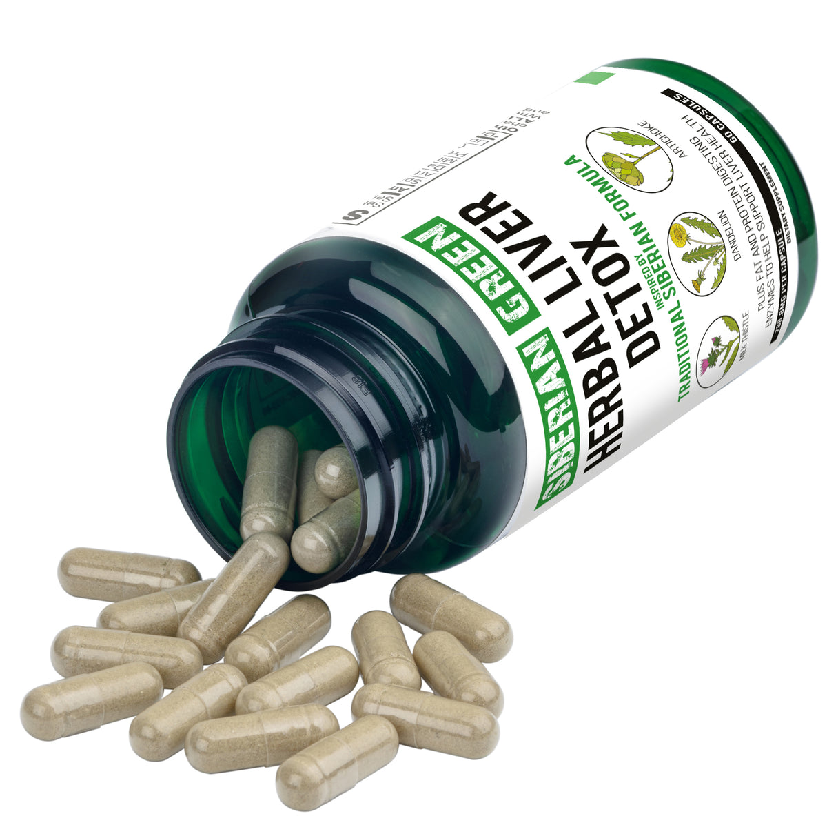 Herbal Liver Detox with Milk Thistle and Dandelion Capsules – 60 Caps