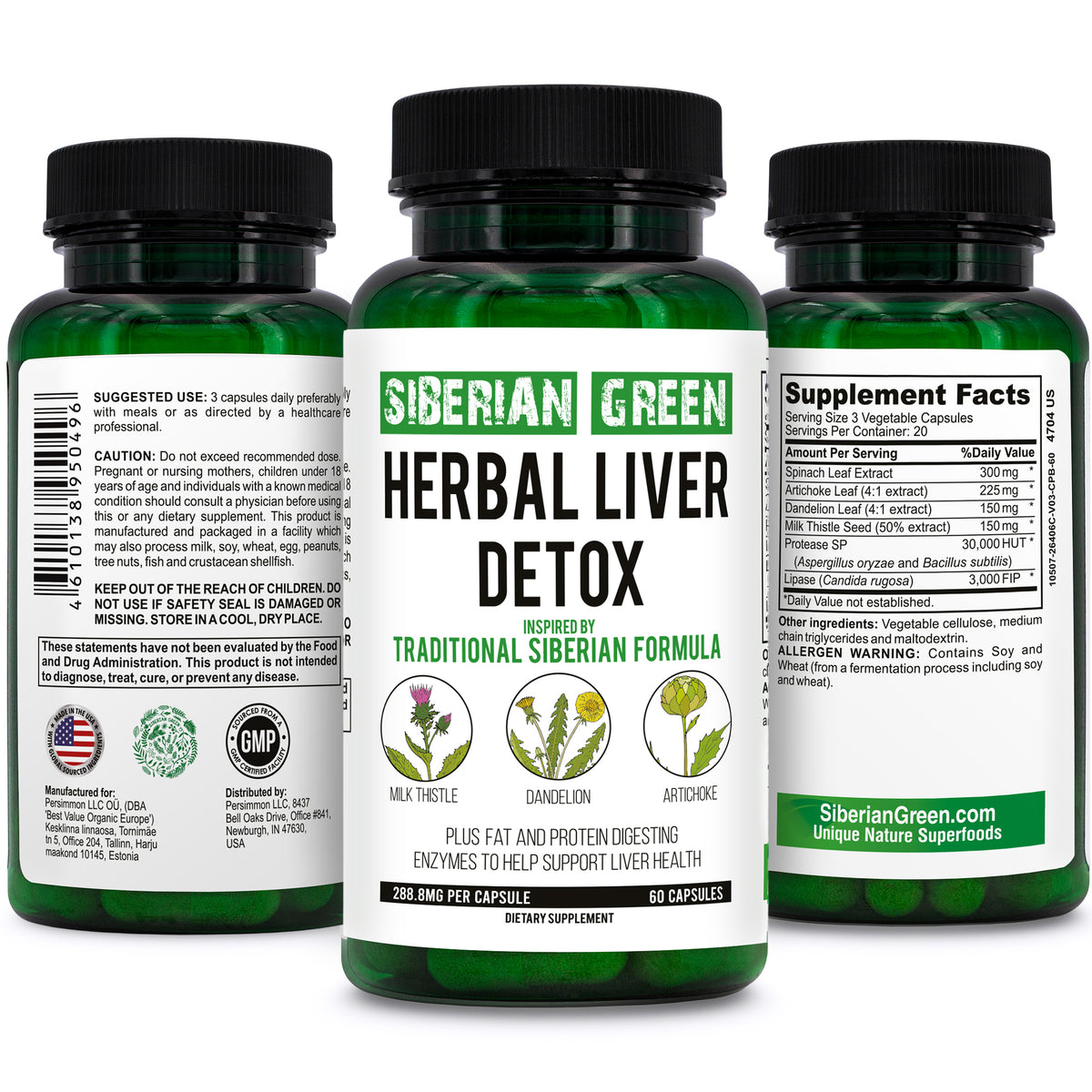 Herbal Liver Detox with Milk Thistle and Dandelion Capsules – 60 Caps