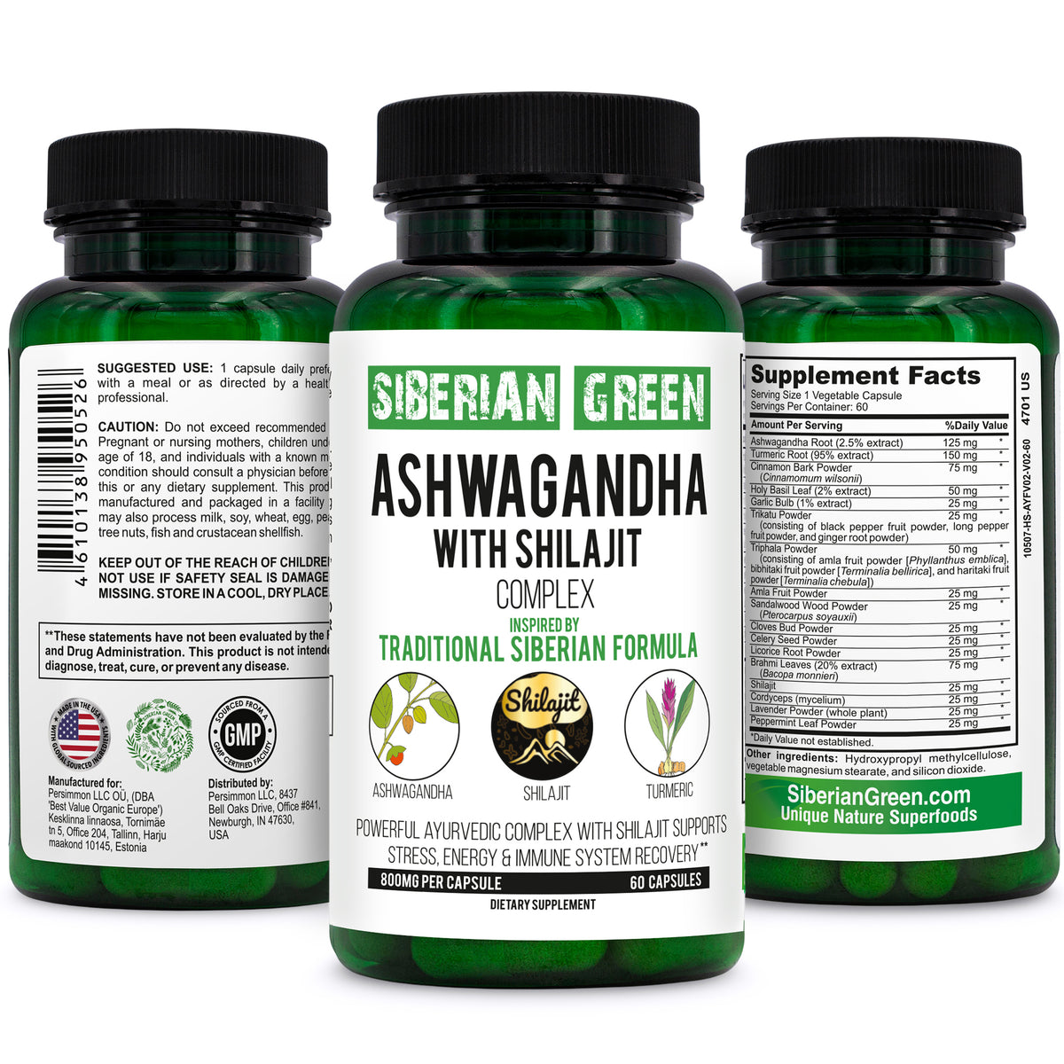 Ashwagandha & Shilajit Capsules with Turmeric - Ayurvedic Complex (60 Caps)