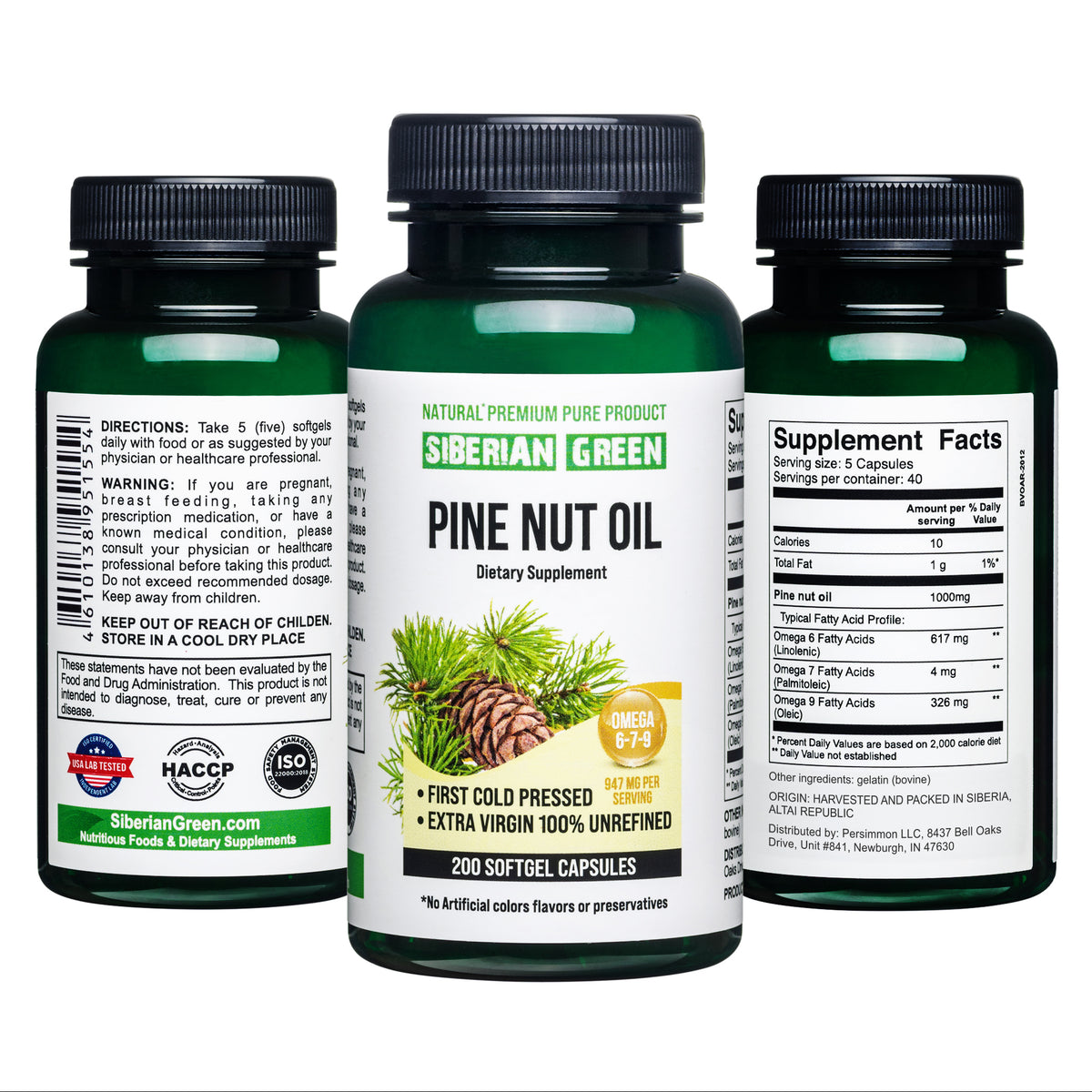 Siberian Pine Nut Oil Soft Gel Capsules - 200 Softgels for Better Overall Wellness