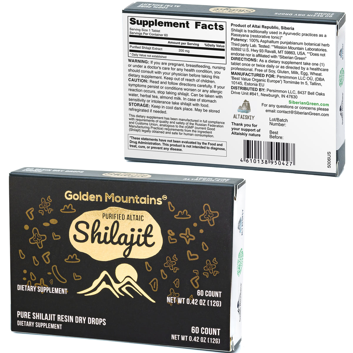 Siberian Green Shilajit Dry Drops – 60 x 200mg