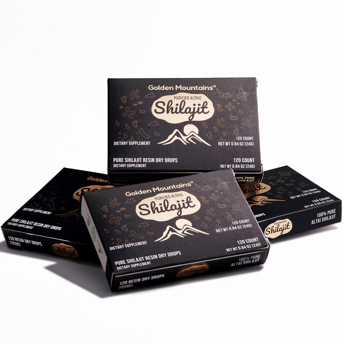 Shilajit Dry Drops – 120 x 200mg | Pure Altai Resin from the Golden Mountains