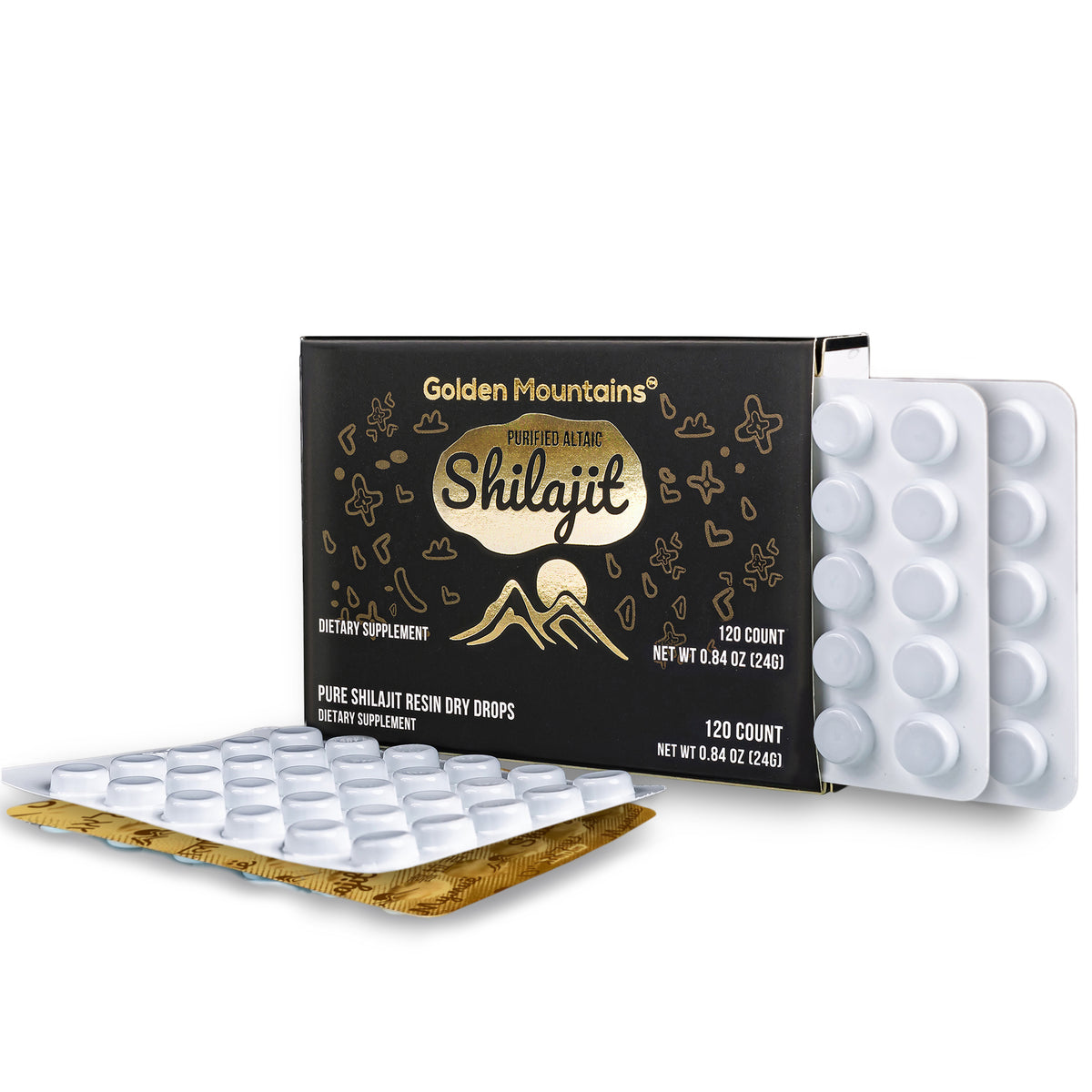 Shilajit Dry Drops – 120 x 200mg | Pure Altai Resin from the Golden Mountains