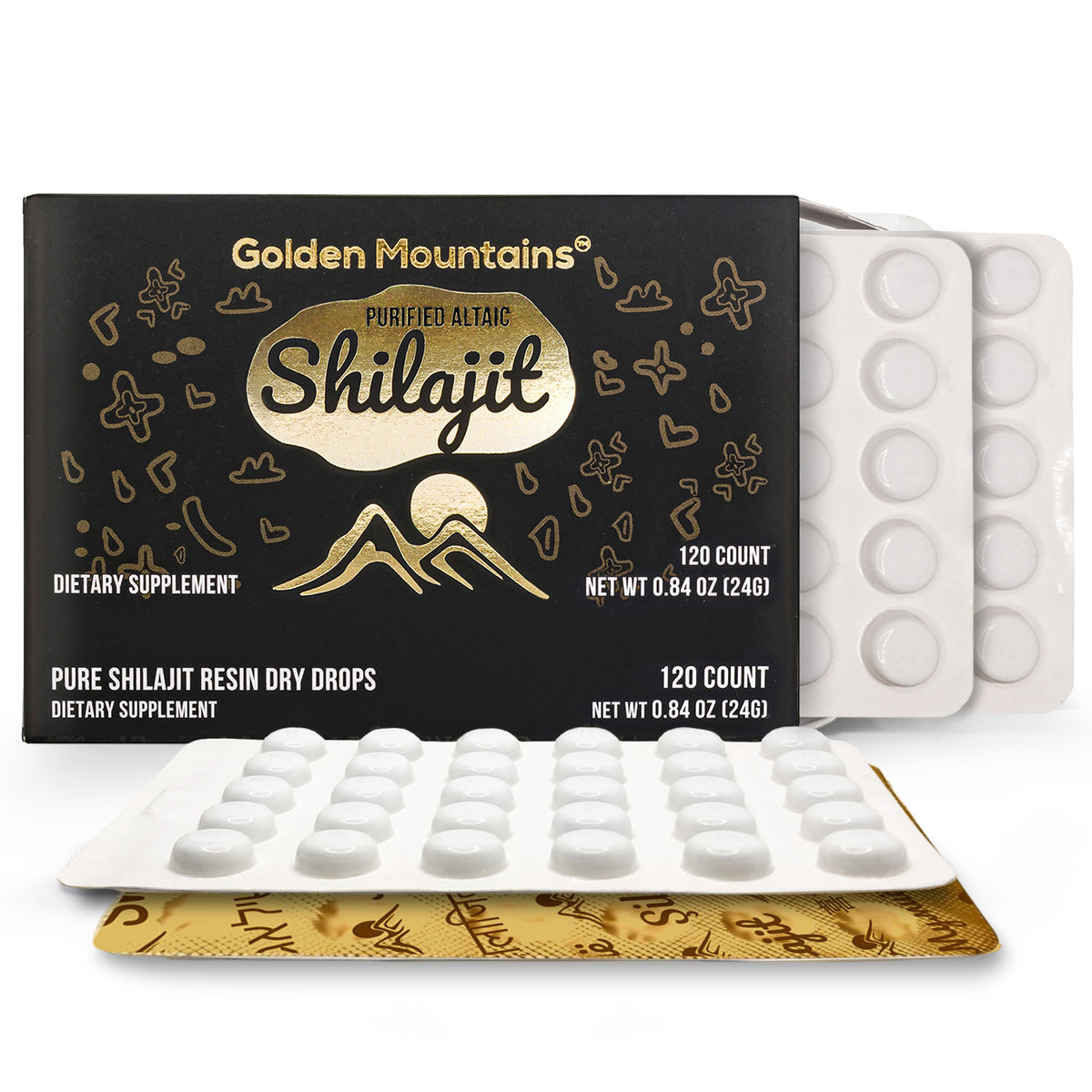 Shilajit Dry Drops – 120 x 200mg | Pure Altai Resin from the Golden Mountains