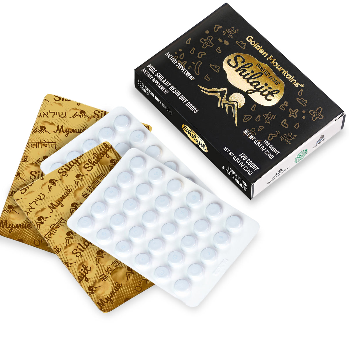 Shilajit Dry Drops – 120 x 200mg | Pure Altai Resin from the Golden Mountains
