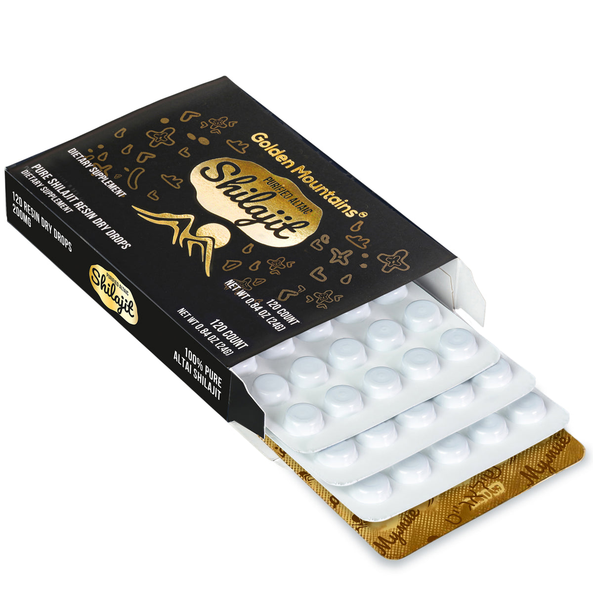 Shilajit Dry Drops – 120 x 200mg | Pure Altai Resin from the Golden Mountains