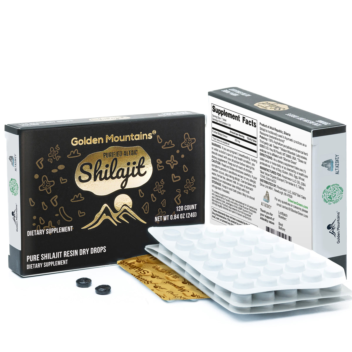 Shilajit Dry Drops – 120 x 200mg | Pure Altai Resin from the Golden Mountains