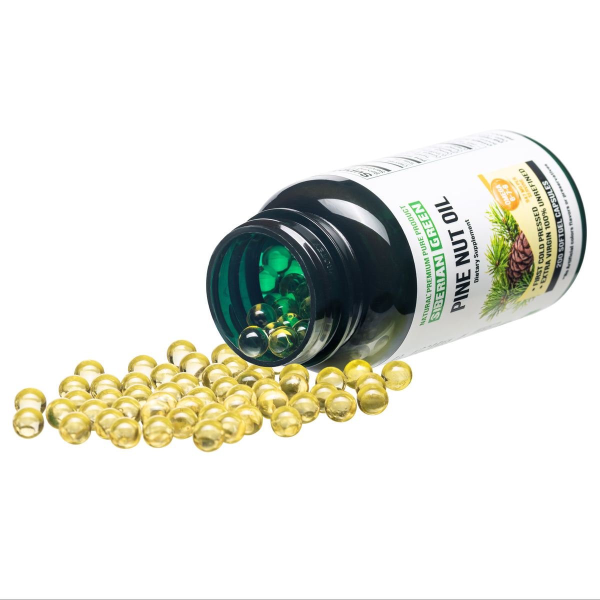 Siberian Pine Nut Oil Soft Gel Capsules - 200 Softgels for Better Overall Wellness