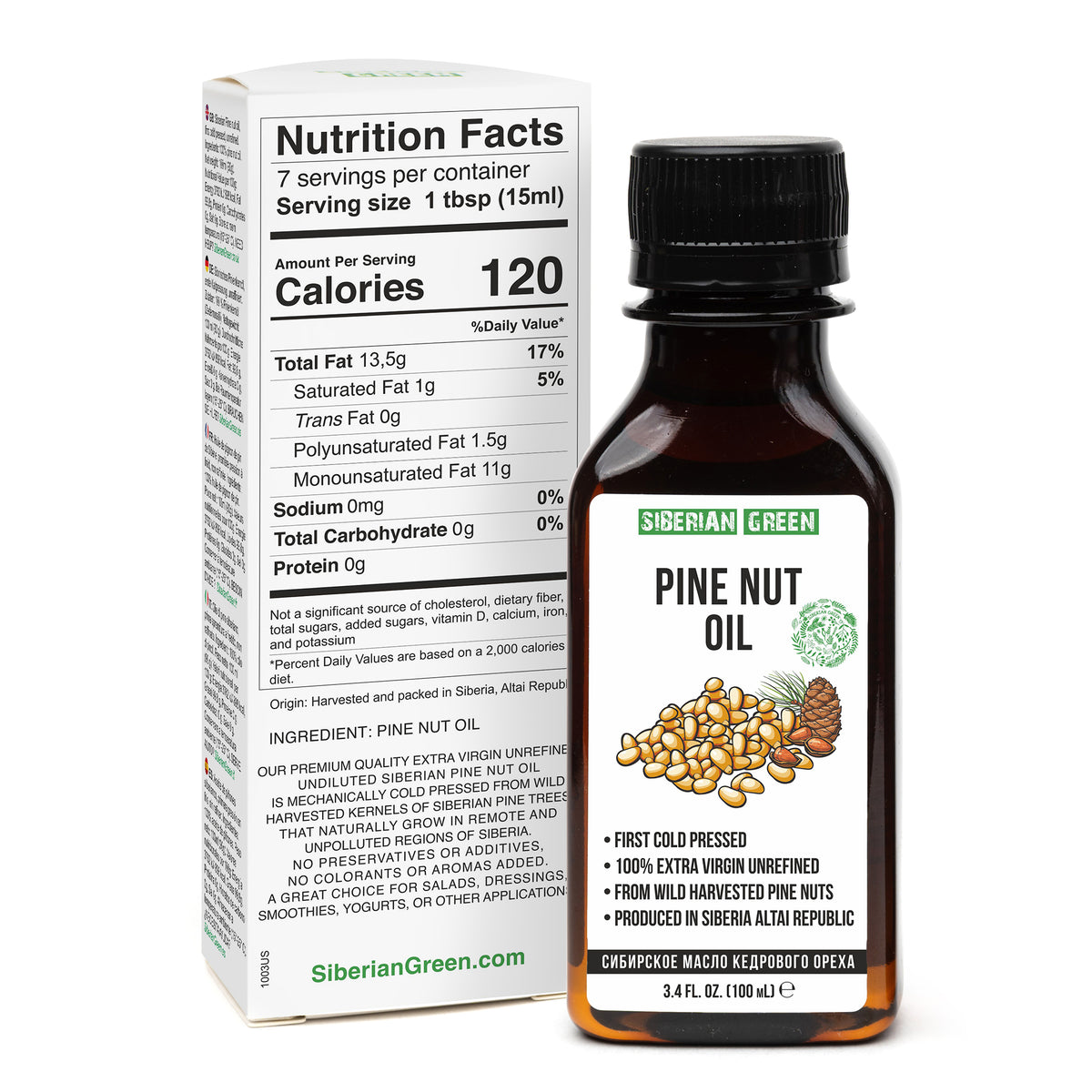 Siberian Pine Nut Oil | 100% Pure Unfiltered Extra Virgin Cold Pressed 100ml