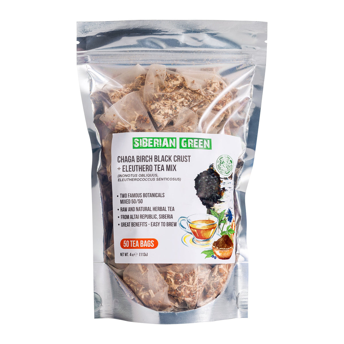 Siberian Green Chaga Tea with Eleuthero Root box contents