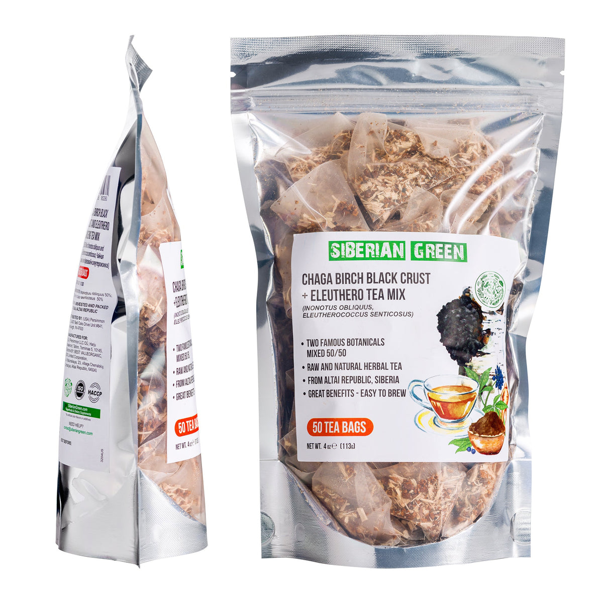 Siberian Green Chaga Tea with Eleuthero Root nutritional information