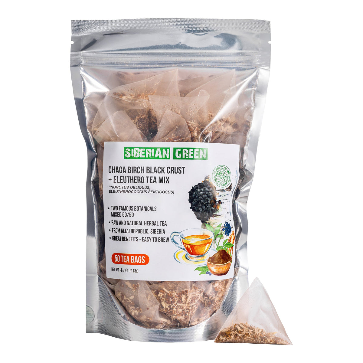 Dried Eleuthero root pieces used in tea blend