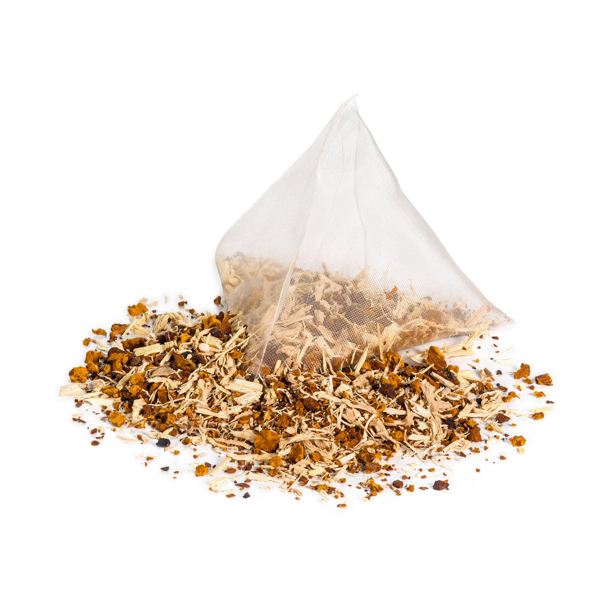 Brewed cup of Chaga Tea with Eleuthero Root