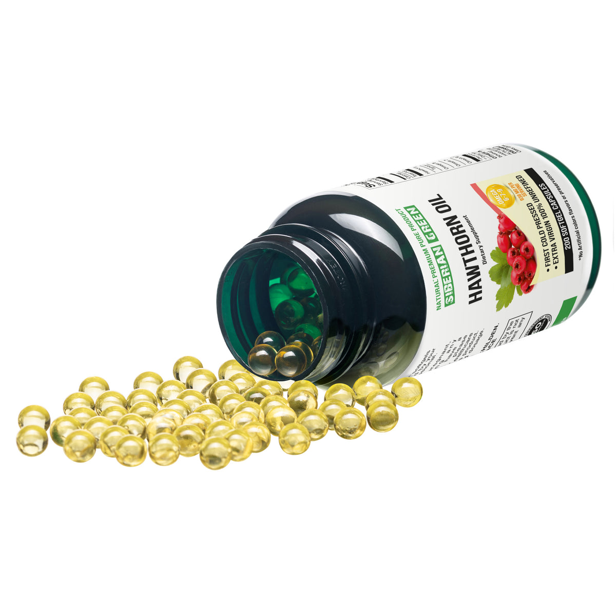 Siberian Green Hawthorn Oil Softgels – 100% Purity &amp; Cold-Pressed | 200 ct