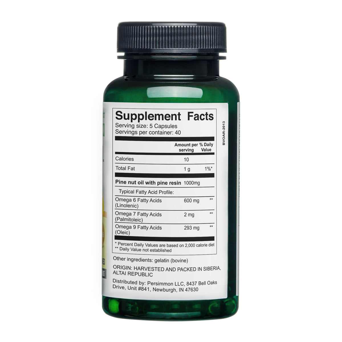 Siberian Green Pine Nut Oil Softgels with Pine Resin – 200 Softgels