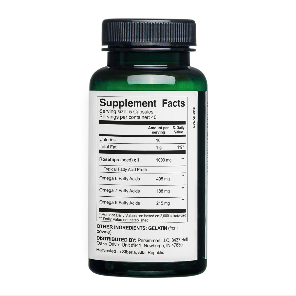 Siberian Green Rosehips Seed Oil Capsules, 200 Softgels packages- Omega, 6, 7, 9, &amp; 9 Rich Oil | Unrefined &amp; Cold Pressed