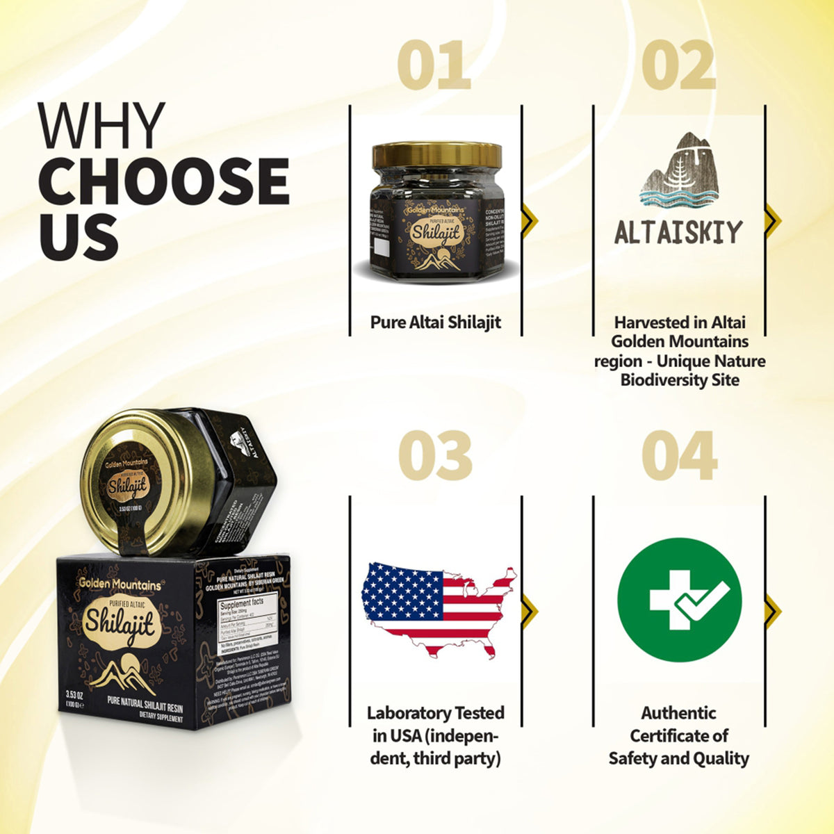 Golden Mountains Shilajit Resin – Authentic Altai Shilajit For Wellness| 100 g