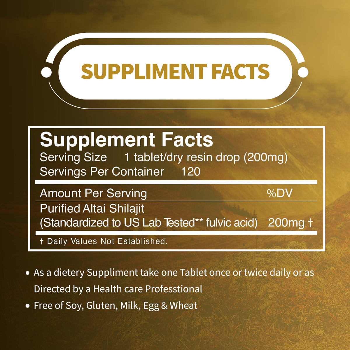 Shilajit Dry Drops – 120 x 200mg | Pure Altai Resin from the Golden Mountains