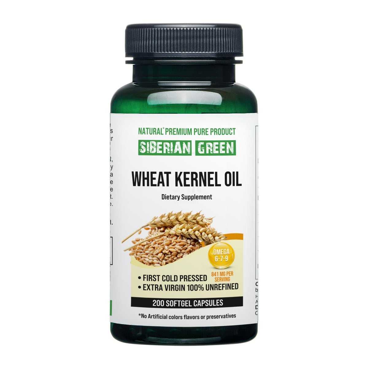 Siberian Green Wheat Kernel Oil Capsules 200 Softgels Wild Harvested Siberia Altai Cold Pressed Unrefined