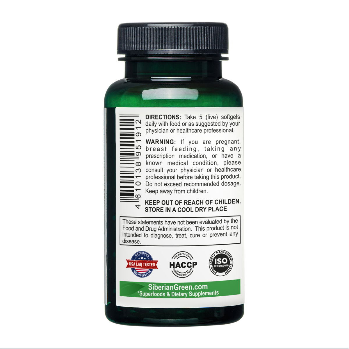 Siberian Green Wheat Kernel Oil Capsules 200 Softgels Wild Harvested Siberia Altai Cold Pressed Unrefined