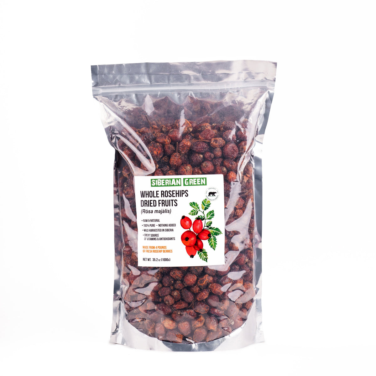 Siberian Dried Rose Hips Whole Seeds 1 kg (2.2 pounds) - Rosehips Herbal Tea Directly from Siberia Altai Mountains and Taiga