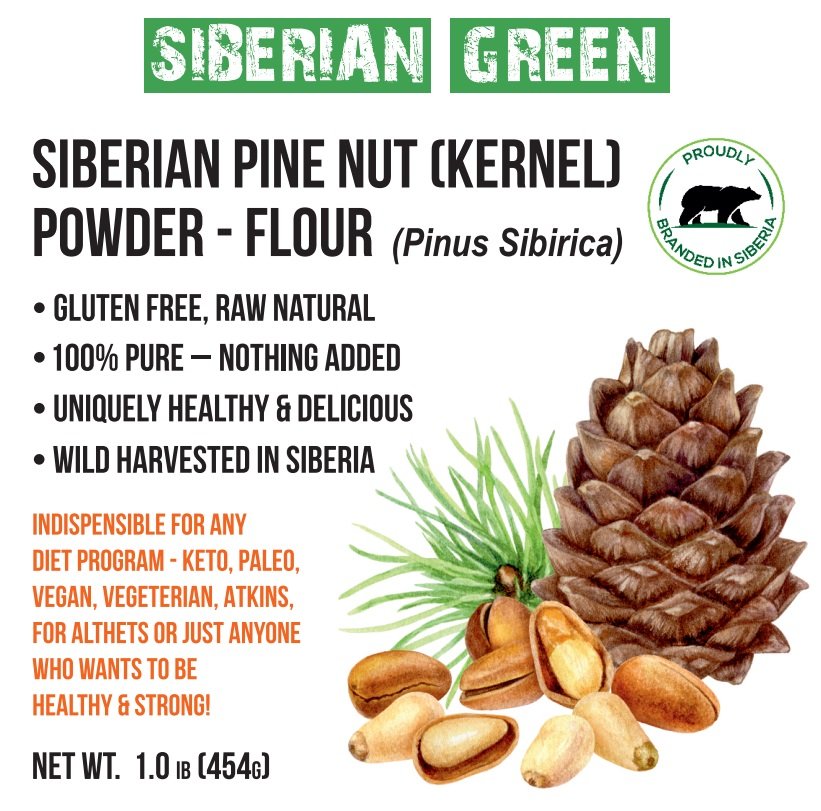 Siberian Pine Nut Flakes Flour (Kernel) Powder 454g (1 lbs) Organic Wild Harvested 100% Pure